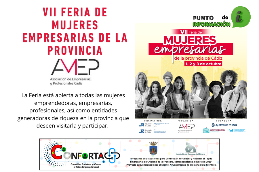 VII FERIA DE MUJERES EMPRESARIAS DE LA PROVINCIA DE CÁDIZ: 1, 2, 3 DE OCTUBRE DE 2025.