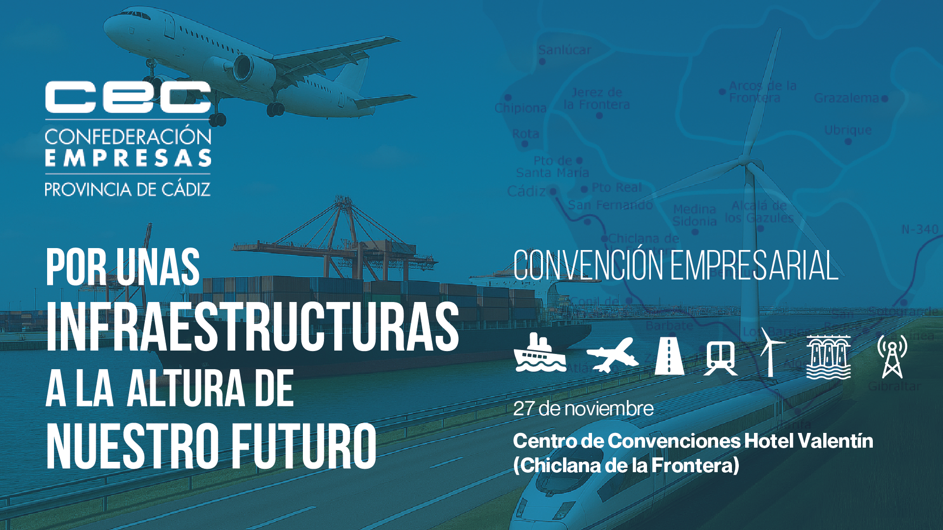 La CEC presenta el programa definitivo de la Convención Empresarial 2025, que abordará el futuro de las infraestructuras en Cádiz.
