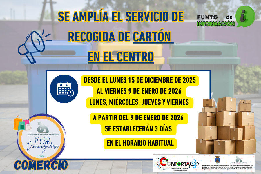 SE AMPLIA EL SERVICIO DE RECIGIDA DE CARTÓN EN EL CENTRO.