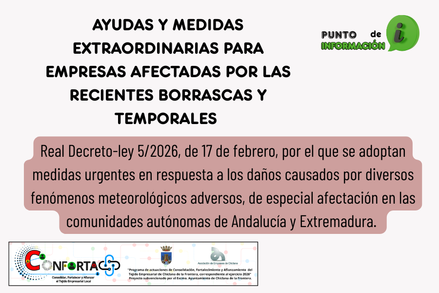 AYUDAS Y MEDIDAS EXTRAORDINARIAS PARA EMPRESAS AFECTADAS POR LAS RECIENTES BORRASCAS Y TEMPORALES.