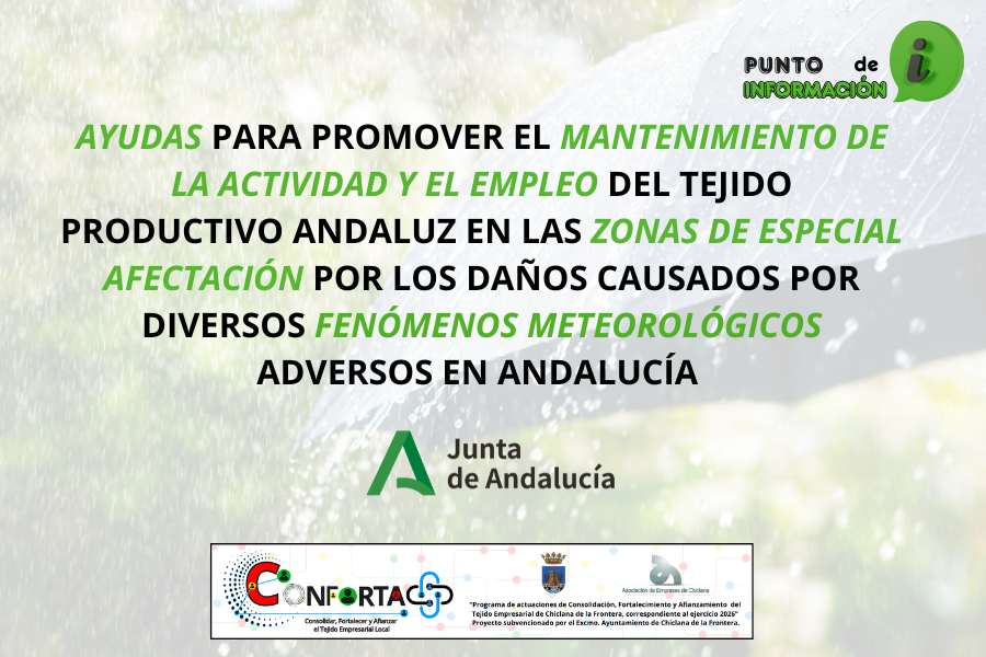 CONVOCATORIA AYUDAS MANTENIMIENTO DE LA ACTIVIDAD Y EMPLEO TRAS FENÓMENOS METEOROLÓGICOS DE ENERO Y FEBRERO 2026.