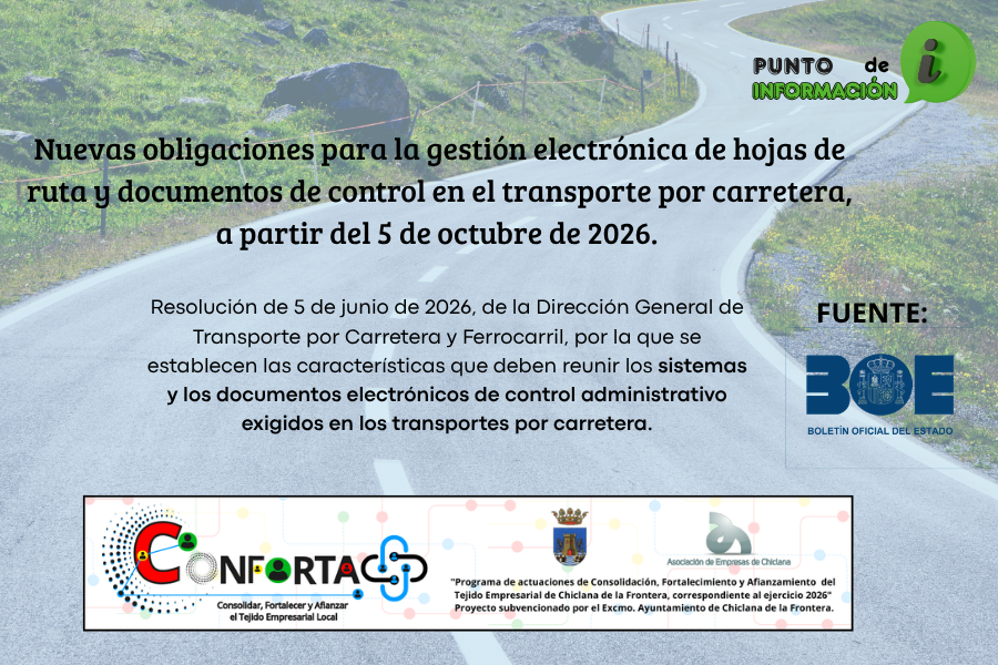 <strong>Nuevas obligaciones para la gestión electrónica de hojas de ruta y documentos de control en el transporte por carretera, a partir del 5 de octubre de 2026.</strong>
